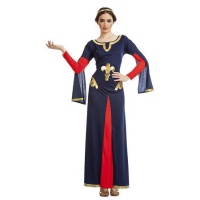 Costume médiéval bleu et rouge pour femmes