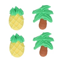 Figurines en sucre ananas et palmier - FunCakes - 12 unités