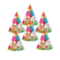 Chapeaux d'animaux jungle party - 6 pcs.