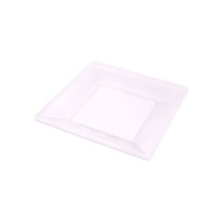 Assiettes carrées en plastique transparent de 17 cm - 4 pièces.