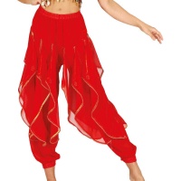 Pantalon de danse orientale à volants rouges