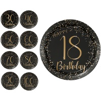 Plats Elegant Gold de 18 cm avec numéros - 8 unités