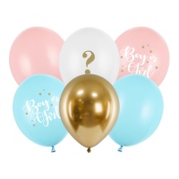 Ballons en latex garçon ou fille 30 cm - PartyDeco - 6 pcs.