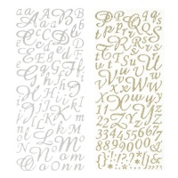 Autocollants pour lettres calligraphiées avec paillettes - 2 feuilles