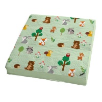 Serviettes de table Animaux des bois 16,5 x 16,5 cm - 20 pcs.