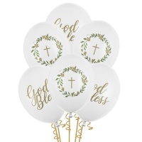 God Bless First Communion Balloons Latex 30 cm - PartyDeco - 50 pcs.