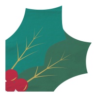 Serviettes de table en forme de houx de Noël 16,5 x 16,5 cm - 20 pcs.