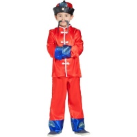 Costume de chinois mandarin rouge et bleu pour garçon