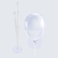 Centre de table pour 7 bâtons de ballons transparents de 70 cm