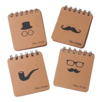 Carnet de notes kraft Men Style - 4 unités