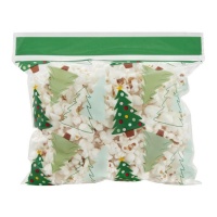 Sacs à bonbons transparents en forme de sapin de Noël 18,5 x 18,5 cm - Wilton - 20 pcs.