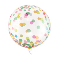 Ballon orbz transparent à pois colorés 40 cm - PartyDeco - 1 pce.