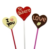 Assortiment de sucettes en chocolat en forme de coeur avec message d'amour - 1 pc.