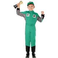 Costume de pilote de course vert pour enfants