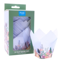 Capsules de tulipes en papier pour muffins fleurs bleues - PME - 24 pcs.