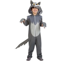Costume de loup gris avec capuche et queue pour enfants