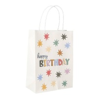 Sac cadeau de 27 x 20 cm pour anniversaire avec étoiles - 1 unité