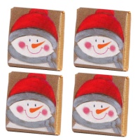 Bonhomme de neige avec chapeau en chocolat - 150 unités