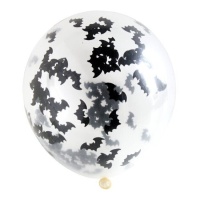 Ballons en latex transparent de 30 cm avec confettis chauve-souris - Folat - 4 pcs.