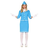 Costume d'hôtesse de l'air bleu pour femmes