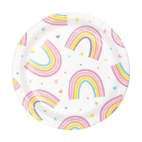 Assiettes nuage arc-en-ciel 18 cm - 8 pcs.