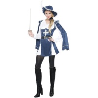 Costume de mousquetaire marine et blanc pour femme