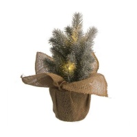 sapin de Noël décoratif en jute, 30 cm, avec lumière