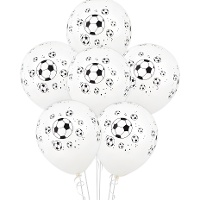 Lot de 6 ballons blancs motif ballon de football