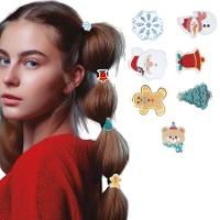 Elastiques pour cheveux de Noël assortis - 6 unités