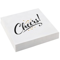 Cheers serviettes blanches décorées 16,5 x 16,5 cm - 20 pcs.