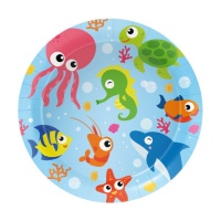 Assiettes d'animaux marins 18 cm - 8 pcs.