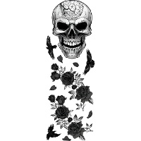 Décorations adhésives pour mur avec crânes et roses noires