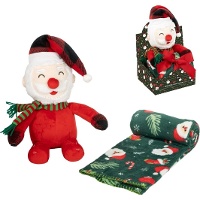 Peluche Père Noël avec couverture de 90 x 75 cm