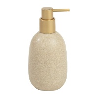 Distributeur de savon beige effet marbre - 18 cm