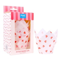 Capsules de tulipes en papier pour les muffins de la Saint-Valentin - PME - 24 pcs.