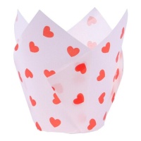 Capsules de tulipes en papier pour les muffins de la Saint-Valentin - PME - 24 pcs.