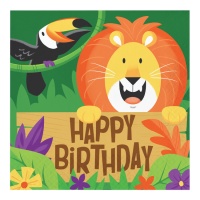 Happy Birthday Safari Adventure Napkins - 16,5 x 16,5 cm - 16 pcs.
