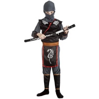 Costume de ninja noir avec dragon pour enfants