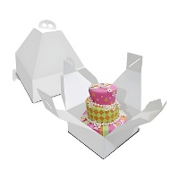 Boîte de 24 x 24 x 28 cm pour gâteau avec poignée et hauteur spéciale