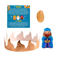 Kit pour la galette des rois: couronne, fève, roi mage et carte