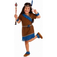 Déguisement d'indien marron et bleu pour fille