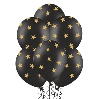 Ballons en latex avec étoiles dorées de 30 cm - PartyDeco - 50 unités