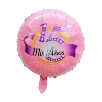 Ballon d'anniversaire rose Bubblegum My 15th Birthday 45 cm