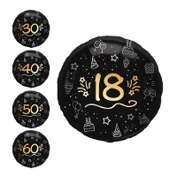 Ballon d'anniversaire noir avec numéro de 45 cm