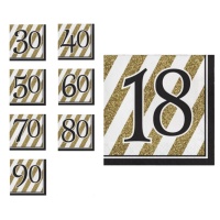 Serviettes de table Golden Birthday 16,5 x 16,5 cm - 16 pcs.