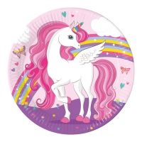 Assiettes licorne rose 23 cm - 8 pcs.