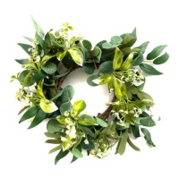 Couronne décorative pour bougie verte 28 cm