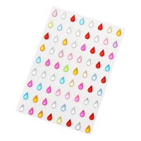 Stickers en cristal larme multicolore 1 cm - 72 pièces