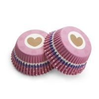 Caissettes à cupcakes roses - coeurs - pois - 50 pcs.