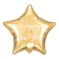 Ballon étoile dorée de bonne année 38 x 44 cm - PartyDeco